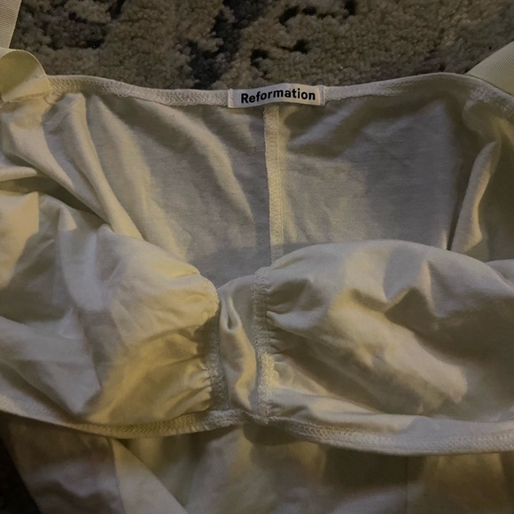 Reformation Marsala Cream Bodysuit with Ribbon Ties - Picture 2 of 5